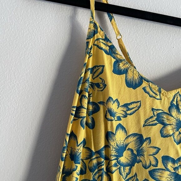 Vans Women XS Yellow Tropical Floral Criss Cross Back Maria Flutter Tank Dress - Picture 5 of 10
